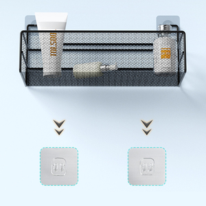 Estantería autoadhesiva para baño, estante organizador, estante de almacenamiento colgante de hierro para inodoro, cesta colgante de almacenamiento de malla grande - Product Image 3