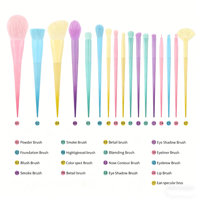 Pinceaux de maquillage professionnels pour le visage, 17 pièces, design dégradé arc-en-ciel, pour le maquillage quotidien
