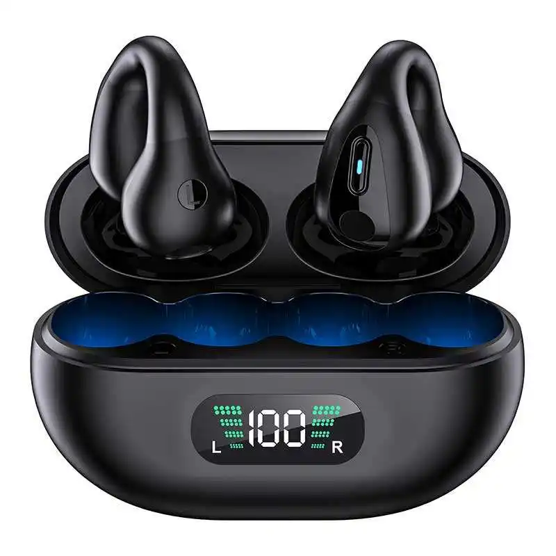 Fones de ouvido sem fio TWS Q80 5.3 Fones de ouvido com condução óssea Desenho de fones de ouvido com controle de toque LED Fones de ouvido esportivos