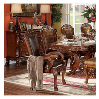 Ensemble Chaises et Table à Manger Antiques Européennes Luxe Classique Meubles de Salle à Manger en Bois Sculpté Complet