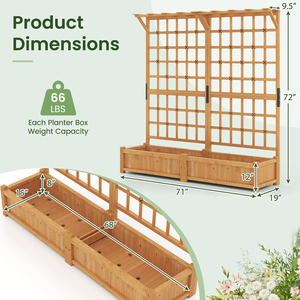 Letto da giardino rialzato <span class=keywords><strong>con</strong></span> fioriera <span class=keywords><strong>in</strong></span> <span class=keywords><strong>legno</strong></span> a <span class=keywords><strong>traliccio</strong></span> w 2 pensili da giardino <span class=keywords><strong>con</strong></span> pensile da giardino <span class=keywords><strong>con</strong></span> piastra amovibile - Product Image 4