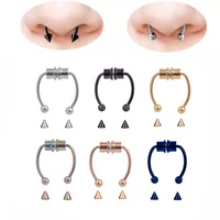 Anneaux de piercing magnétiques en acier chirurgical 316L pour le nez, faux piercing, forme fer à cheval, pour septum