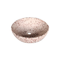 Lavabo de salle de bain rond en terrazzo noir et blanc de 400 mm