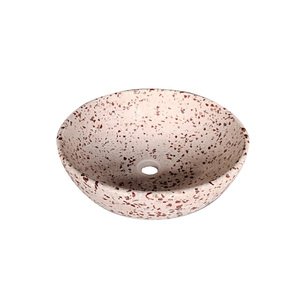 Lavabo de salle de bain rond en terrazzo <span class=keywords><strong>noir</strong></span> et blanc de 400 mm - Product Image 2