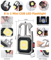 Lampu Gantungan Kunci Tipe C dengan Pembuka Botol, Lampu Darurat Multifungsi, Senter LED COB Mini dengan Obeng