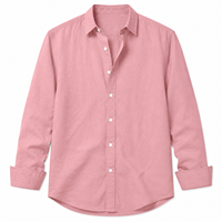 Kemeja Pria Katun Linen Kancing Depan Lengan Panjang Model Longgar Polos Warna Solid Kasual Musim Semi