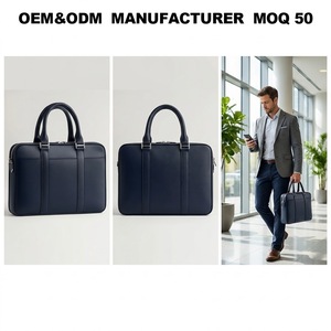 Fabrication Usine Personnalisée Minimalisme Hommes <span class=keywords><strong>Avocat</strong></span> Grande Capacité Portable Bleu Marine Vegan Mallette en Cuir pour Ordinateur Portable pour les Entreprises - Product Image 1