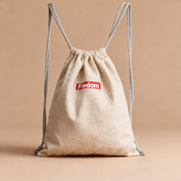 Sac à cordon en toile de coton sergé, léger, pliable, portable, pour outils de maquillage, emballage cosmétique