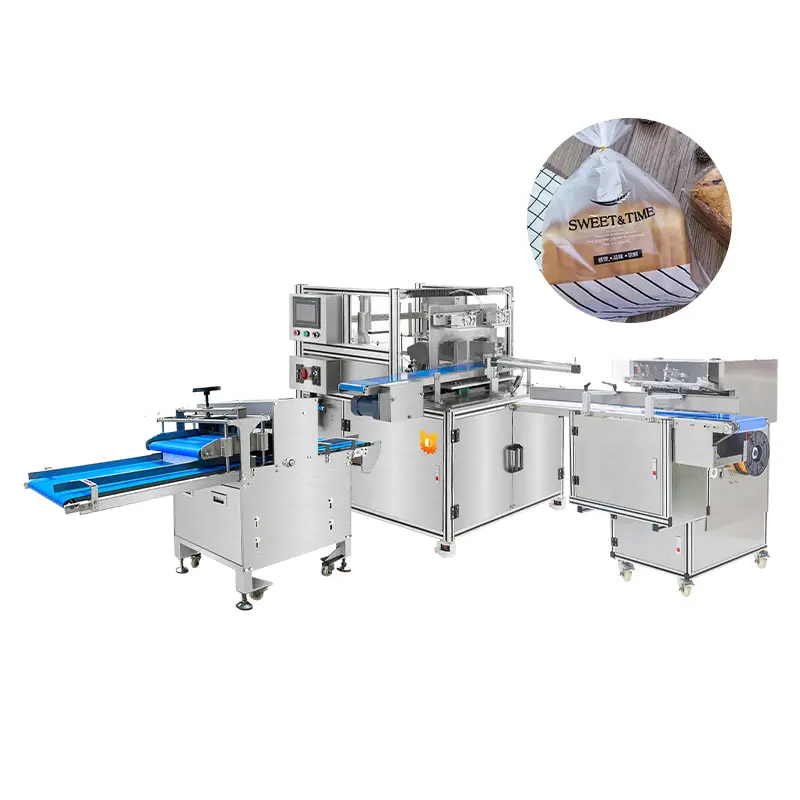 Mesin kemasan roti panggang otomatis, mesin pengemasan roti, segel pengiris roti, dapat disesuaikan, garis mesin Pengemasan