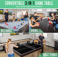 Bancs de table et de rangement pour piscine, salle à manger et tennis de table 3 en 1 de 7 pieds-Table de jeu convertible avec billard et table