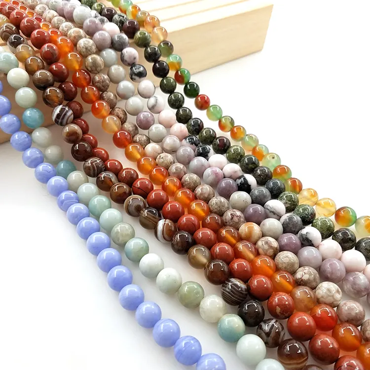 Wholesale 4 6 8 10 12mm Natural Stone Beads Gemstone Aquamarine Amethyst Peridot Loose Beads For Jewelry Diy Making