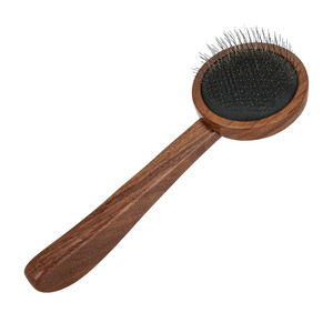 High Quality Wood Stainless Steel Pet Hair Brush Self Cleaning Hair Remover For Cats <b>Dogs</b> <b>Bath</b> Grooming - Product Image 3