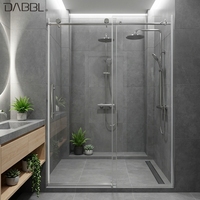 Porte de douche coulissante moderne en verre trempé de 10 mm avec cadre en acier inoxydable, taille personnalisable pour hôtel et villa