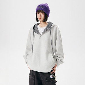 Felpa scozzese con cappuccio Double face da uomo stile coreano con colletto alla moda con botton Up Top Unisex - Product Image 4