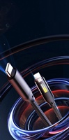 Câble Type-C vers Type-C 60W 1M avec charge rapide 5A, lumière LED fluide, cœur en cuivre pur, alliage d'aluminium renforcé pour téléphones IPHONE