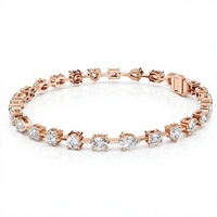 Bracelet tennis de luxe plaqué or 18K 14K avec diamants de formes multiples (rond, ovale, cœur, émeraude, poire) pour femme, cadeau de mariage