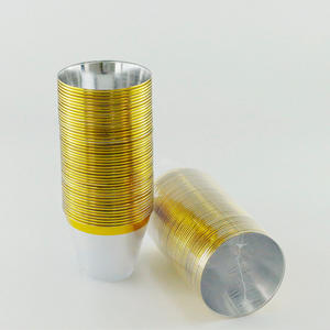 Stock 9OZ Gobelets jetables en plastique PS Elegant avec bord doré Paillettes dorées - Product Image 3