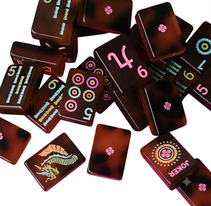 Jeu de Mahjong Américain Moderne en Acrylique Effet Écaille de Tortue, 166 Tuiles, Portable, Luxe, en Résine Marbrée pour Fêtes de Famille - Product Image 4