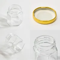 Stock de Noël des Fabricants : Mini Pot à Miel en Verre Hexagonal de 1.5oz avec Dipper en Bois