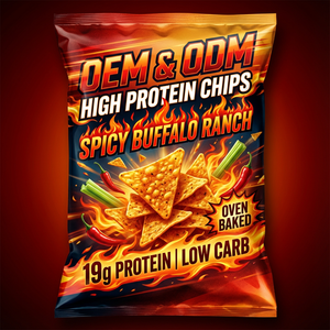 OEM Vente chaude Chips protéinés nutritives, collation protéinée, saveur barbecue au chili, faible teneur en matières grasses, riche en protéines, sain, croustillant, friandise diététique - Product Image 1