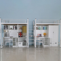 Conception 3D gratuite Lit d'appartement pour dortoir d'étudiant Lit superposé à cadre en fer durable avec bureau/armoire pour l'école