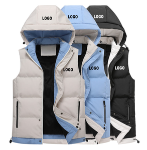 Chaleco Acolchado Personalizado para Hombre, Más Grueso y Cálido, con Capucha y Sin Mangas, con Bolsillos - Product Image 1