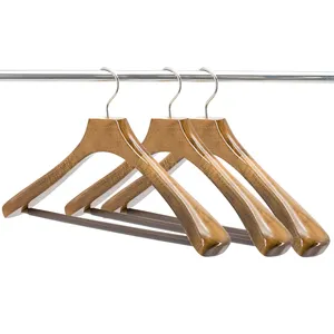 Cloth Hanger Wood Clip Hanger Clothes Hanger for Clothing Non Slip Laminated Wooden Custom Logo Luxury Natural 20 Wooden Hooks