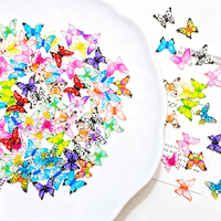 50 pièces de breloques papillon d'été pour nail art, décorations colorées en résine, accessoires de manucure transparents en forme de papillon