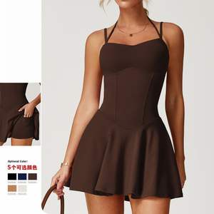 Новинка: Элегантное платье для падела и тенниса с логотипом на заказ, на бретельках, приталенное, 2 в 1, с юбкой А-силуэта и внутренним карманом - Product Image 1