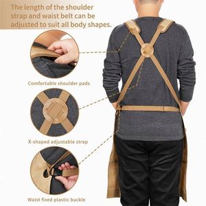 Free Sample Cross Multip Pocket Adjustable <b>Apron</b> Unisex Canvas Heavy Duty <b>Waterproof</b> Tool Work <b>Apron</b> - Product Image 4