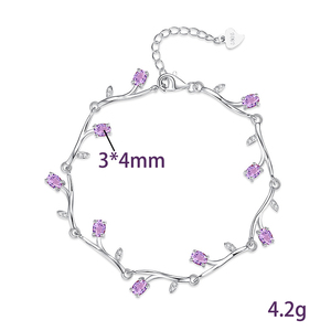9 Bracelets en argent sterling 925 de haute qualité, motif branche de saule, pavés de pierres naturelles ovales 3*4mm, bijoux anti-ternissement - Product Image 6