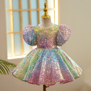 High Quality Summer Girls Dress Rainbow Mesh Bow Birthday Party <strong>Dance</strong> Costume Little Princess Dress Kids <strong>Clothes</strong> - Product Image 5