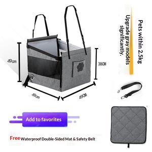 Siège de voiture pliable pour animaux de compagnie, siège rehausseur de voyage pour animaux avec ceinture de sécurité, coussin double face lavable et poche de rangement, produits pour chiens - Product Image 6