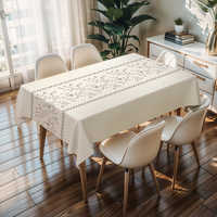 Nappe rectangulaire en PVC motif floral crème RNPT, réutilisable, résistante, pour anniversaire, facile à nettoyer, toile cirée – Grande Vente
