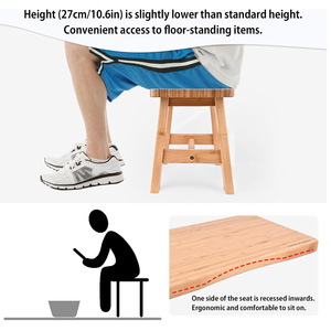 Four Directions Bamboo Saddle <b>Stool</b> B-50731 Durable Eco-Friendly <b>Bathroom</b> Furniture for Adults and Children - Product Image 4