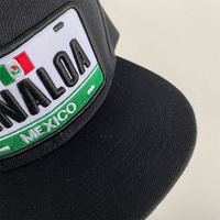 Logo de plaque d'immatriculation du Mexique en gros Casquette de camionneur noire en maille 6 panneaux avec logo en PVC personnalisé Gorras