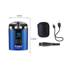 Raseuse électrique Kemei Km 6052 bleue, étanche, rechargeable, portable, tondeuse à barbe pour homme avec écran numérique - Product Image 2