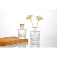 Flacon diffuseur de luxe haut de gamme en verre facetté de 200 ml, flacon vide en forme de cône inversé pour parfum d'ambiance