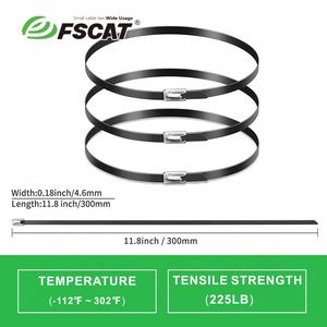 روابط كابلات من الفولاذ المقاوم للصدأ FSCAT SS304 316 مغلفة بالبلاستيك PVC، ناعمة وسميكة ومقاومة للخدش والأشعة فوق البنفسجية والصدأ حتى -40 درجة ° سي إلى 70 ° 100 قطعة من روابط الزيب بقوة 80 رطل - Product Image 3