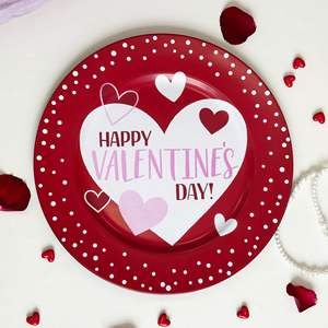 Platos de San Valentín al por Mayor, Decoración Creativa para Fiestas de San Valentín, Lindos Platos de Plástico de 13 Pulgadas para Citas Románticas - Product Image 2