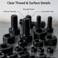 Surtido de tornillos hexagonales, tuercas y arandelas de alta resistencia, grado 10.9, con acabado de óxido negro, accionados manualmente, OEM, venta al por mayor de fábrica, suministro a granel.
