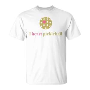 T-shirt I Heart Pickleball Premium blanc pour adulte unisexe - Product Image 1