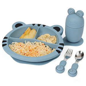 Assiettes antidérapantes pour tout-petits, divisées, incassables, avec ventouse, 100% silicone de qualité alimentaire, ensemble de sevrage - Product Image 1