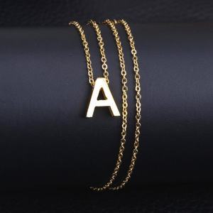 Collar de Cadena de Acero Inoxidable con Colgante de Letras Mayúsculas, Joyería Chapada en Oro de 18k - Product Image 1
