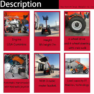 Chariot télescopique <span class=keywords><strong>Manitou</strong></span> 3T : hauteur de levage de 7 m, moteur Cummins, 4 roues motrices/4 roues motrices, <span class=keywords><strong>godet</strong></span> de 3 m³. - Product Image 2