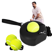 Ensemble d'entraînement de tennis portable en acier premium avec base en plastique, 3 balles très élastiques pour adultes et débutants