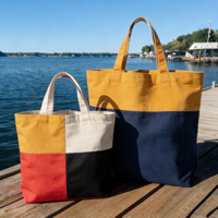 Sac fourre-tout en toile de coton personnalisé avec logo imprimé, grande capacité, poignée renforcée, pour femme, avec poche