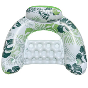 Flotador Inflable en Forma de U con Portavasos, Sofá Acuático Grueso para Adultos con Diseño de Hojas, Asiento Flotante para Piscina - Product Image 4