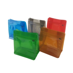 Sachet à café personnalisé imprimé à fond plat avec 8 soudures latérales, pochette transparente colorée avec valve et fermeture éclair, faible MOQ - Product Image 1
