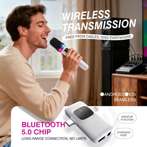 Micrófono con Tarjeta de Sonido para Estudio de Grabación, Micrófono Portátil con Tarjeta de Sonido para Transmisión en Vivo, Juegos, <span class=keywords><strong>Karaoke</strong></span>, Micrófono de Mano RGB - Product Image 6